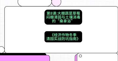 第8节：【大棚蔬菜草莓】闷棚清园与土壤消毒的&ldquo;桑拿浴&rdquo;，课程：《经济作物冬季清园&middot;实战防坑指南》#识农AI